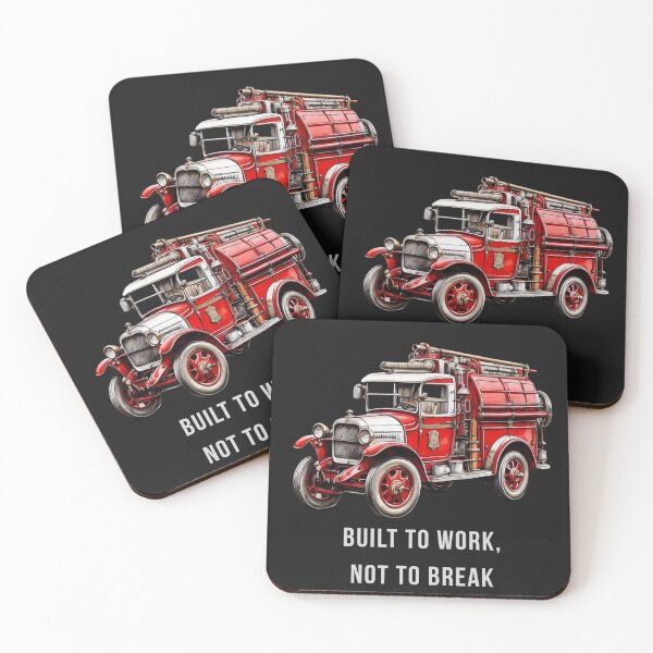 Item preview, Vintage Fire Truck – Built to Work, Not to Break - For Dark Backgrounds designed and sold by PAPIRO SIGLO XXI.