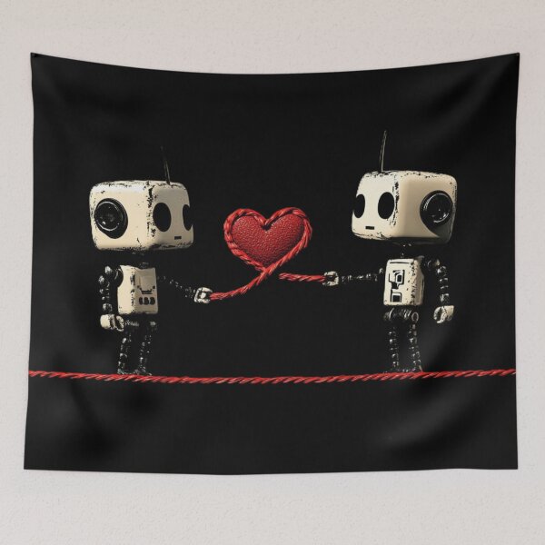 Item preview, Love and robots connected together designed and sold by Kat's Design Hub.