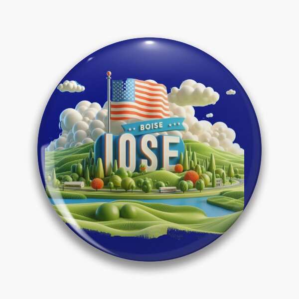 Item preview, Boise USA Cute 3D Landscape Label with American Flag,  designed and sold by PaintMeWorld.