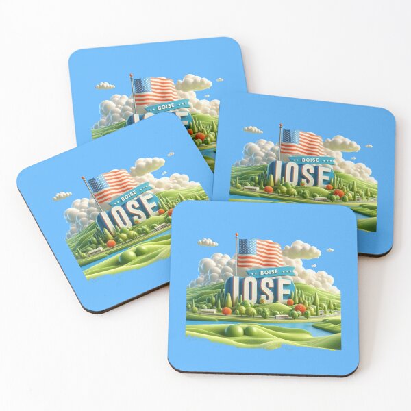 Item preview, Boise USA Cute 3D Landscape Label with American Flag,  designed and sold by PaintMeWorld.