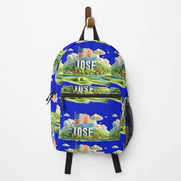 Item preview, Boise USA Cute 3D Landscape Label with American Flag, designed and sold by PaintMeWorld.