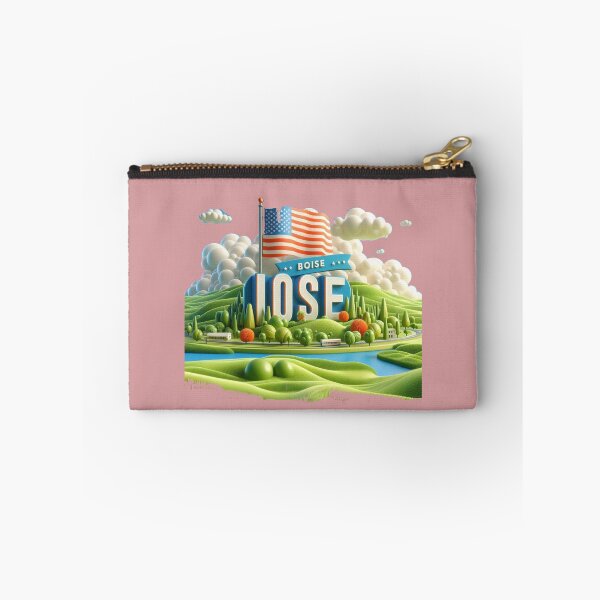 Item preview, Boise USA Cute 3D Landscape Label with American Flag,  designed and sold by PaintMeWorld.