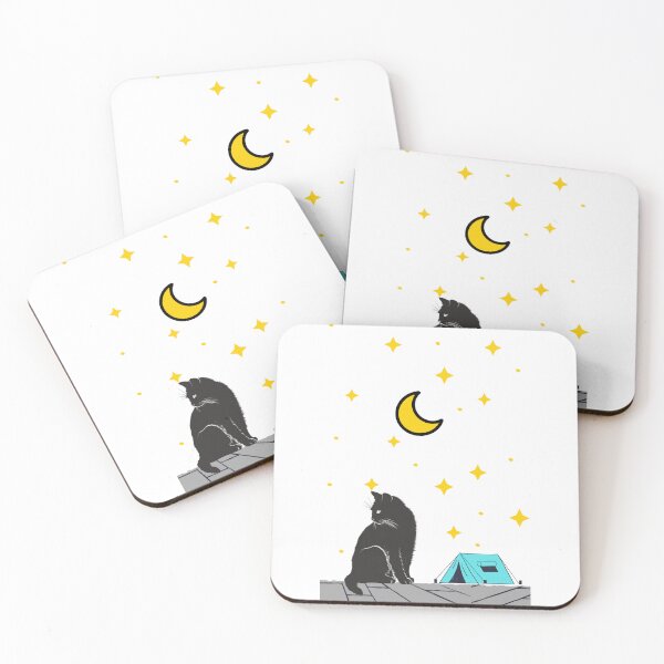 Item preview, Camping Under the Stars – Cat Illustration designed and sold by VanSpirit.
