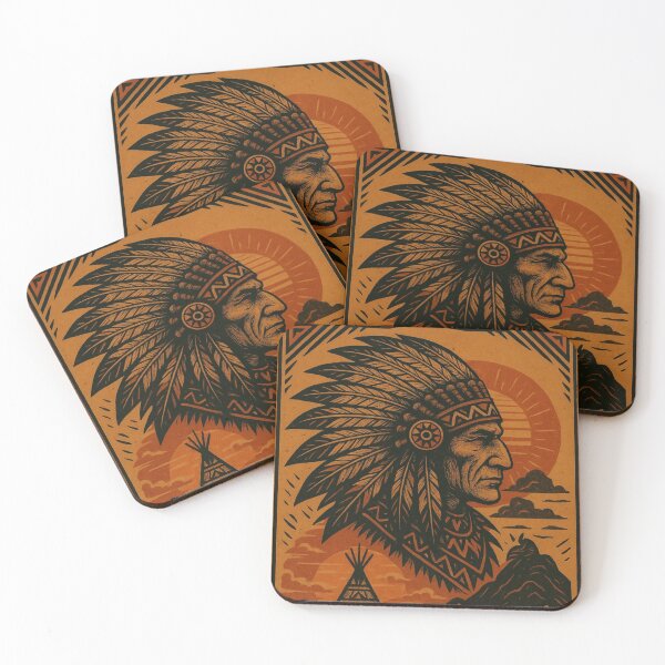 Item preview, Native American Warrior's Spirit – Tribal Art with Teepee, Horse & Tomahawks designed and sold by Runes & Embers .