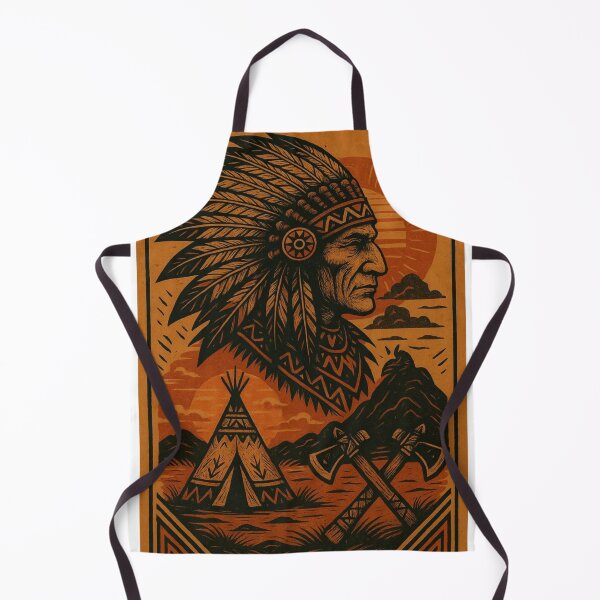 Item preview, Native American Warrior's Spirit – Tribal Art with Teepee, Horse & Tomahawks designed and sold by Runes & Embers .