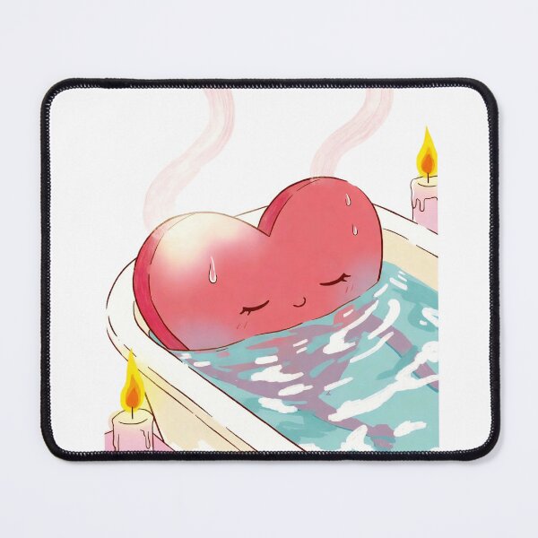 Item preview, Heart shape relaxes in warm bath surrounded by candles at home on a quiet evening designed and sold by SpaceartLilu.