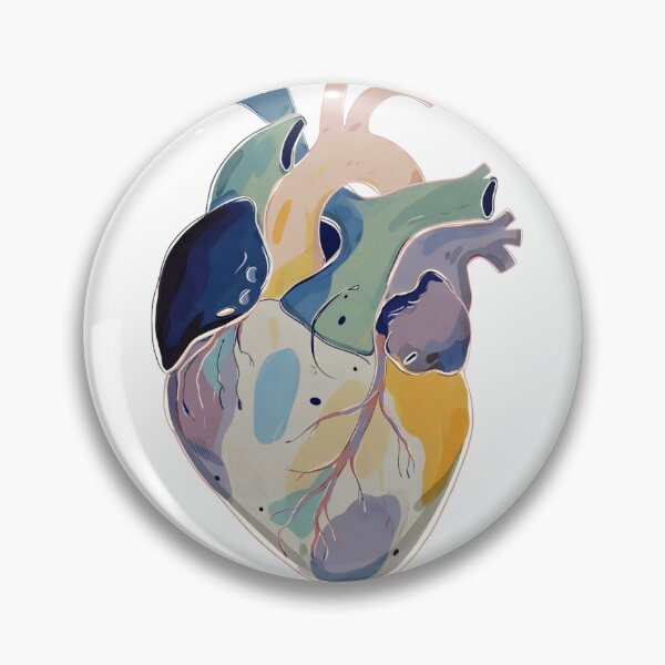 Item preview, Heart illustration showing human anatomy with colorful details on organs and vessels in a simple design designed and sold by SpaceartLilu.