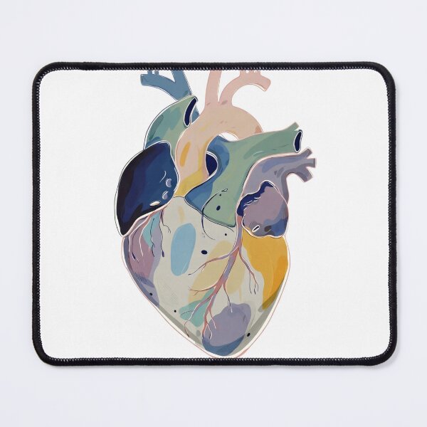 Item preview, Heart illustration showing human anatomy with colorful details on organs and vessels in a simple design designed and sold by SpaceartLilu.