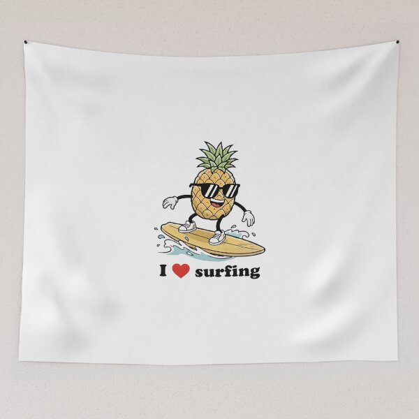 Item preview, Happy pinneaple surfing at the beach designed and sold by frutifashion.
