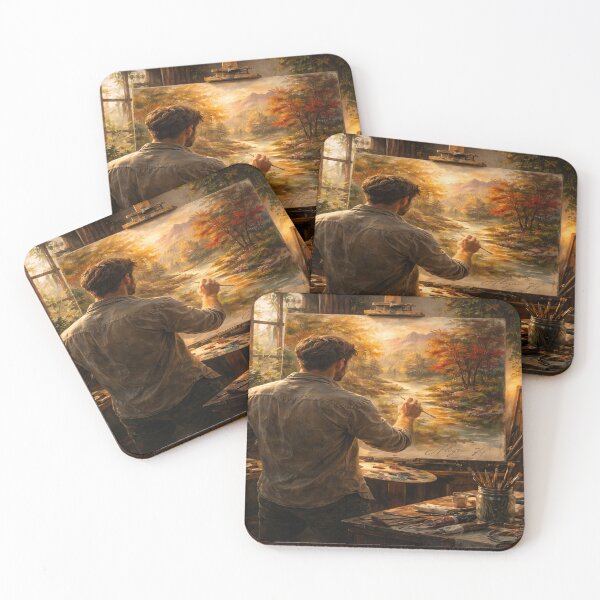 Item preview, Autumn Landscape Painter – Artistic Studio Oil Painting designed and sold by alizo74.