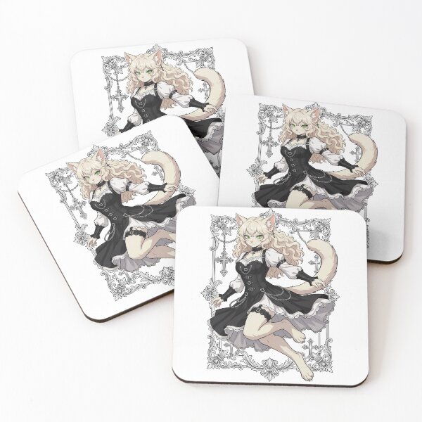 Item preview, "Gothic style, catgirl character and ornate frame elements" designed and sold by OtterlyAssets.
