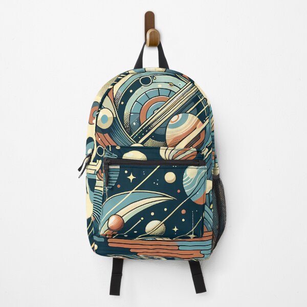Item preview, Retro Geometric Space Planets in Teal and Orange designed and sold by InkSmithery.