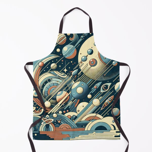 Item preview, Retro Geometric Space Planets in Teal and Orange designed and sold by InkSmithery.