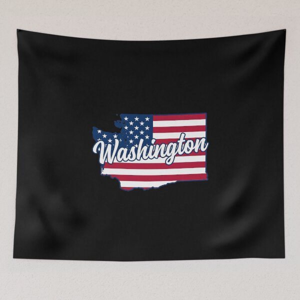 Item preview, Washington State American Flag Outline – Patriotic Pride Script designed and sold by Paper Drip.