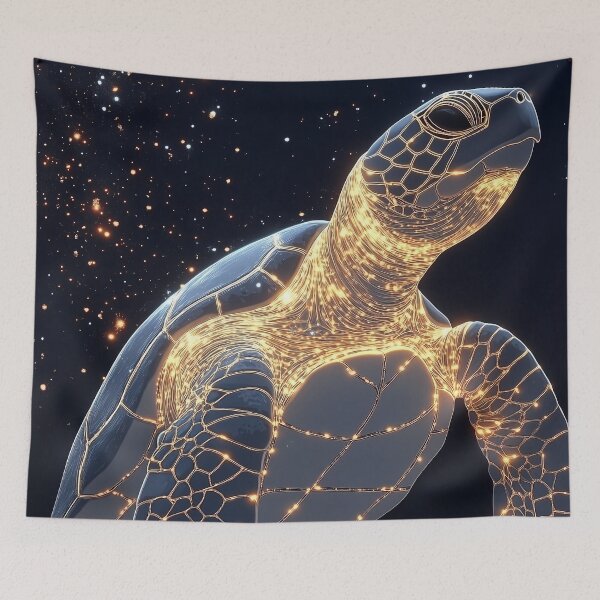 Item preview, Sea Turtle Gold Cosmic Starlight Celestial Constellation Glow Galaxy Shell designed and sold by mildaclairmo.