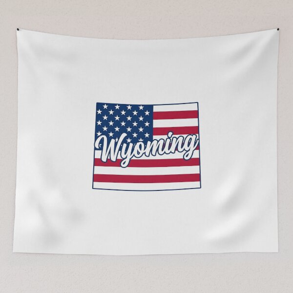 Item preview, Wyoming State American Flag Outline – Patriotic Pride Script designed and sold by Paper Drip.
