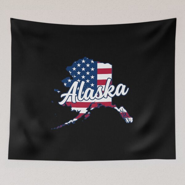 Item preview, Alaska State American Flag Outline – Patriotic Pride Script designed and sold by Paper Drip.