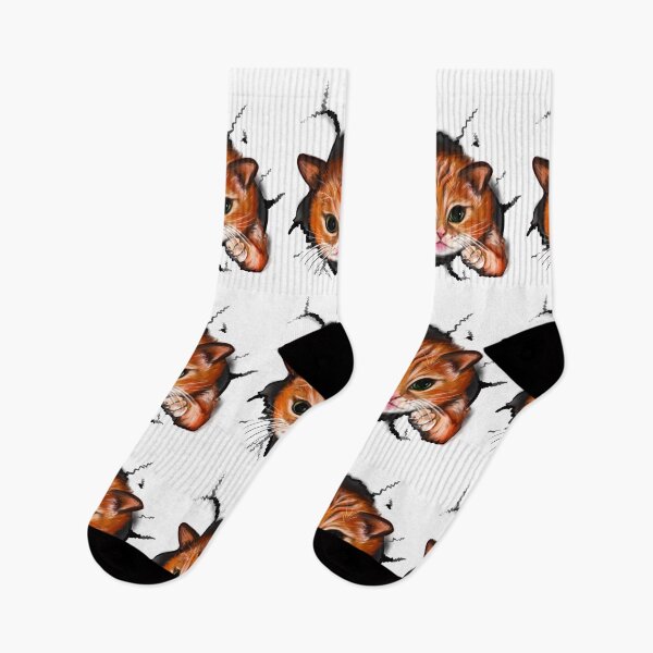 Item preview, Funny Orange Cat peekaboo - cute kitten peeking and breaking through hole designed and sold by Artonmytee.