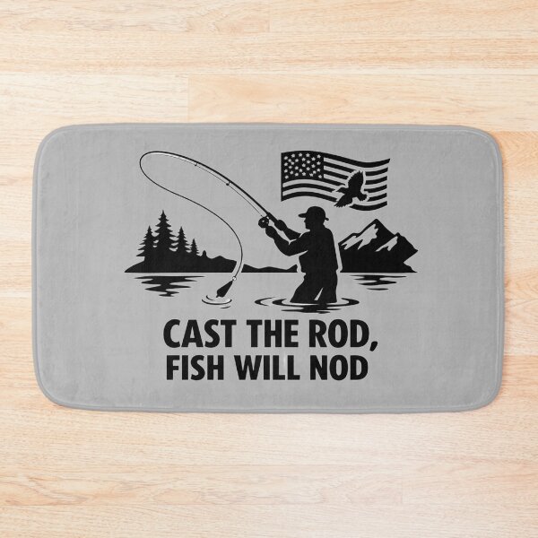 Item preview, Minimalist Fisherman Silhouette – Cast the Rod, Fish Will Nod designed and sold by Studio Yvonne .