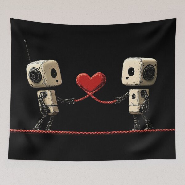 Item preview,  Love and robots connected together with red designed and sold by Kat's Design Hub.