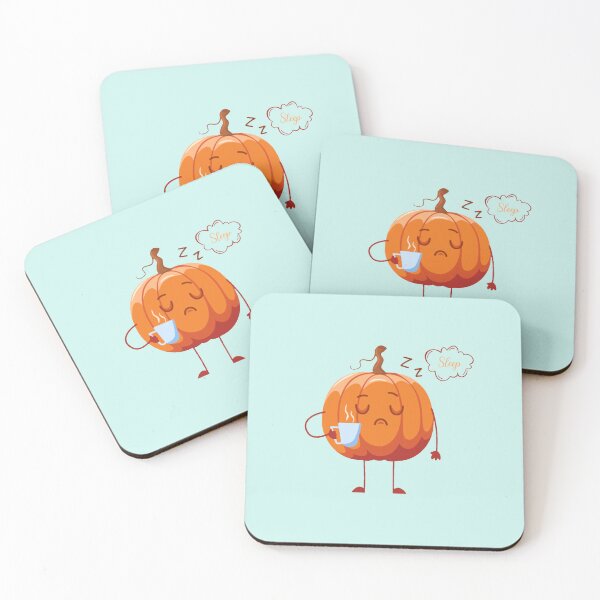 Item preview,  Sleepy Cartoon Pumpkin with a Hot Cup and the Word “Sleep” designed and sold by nada-art.