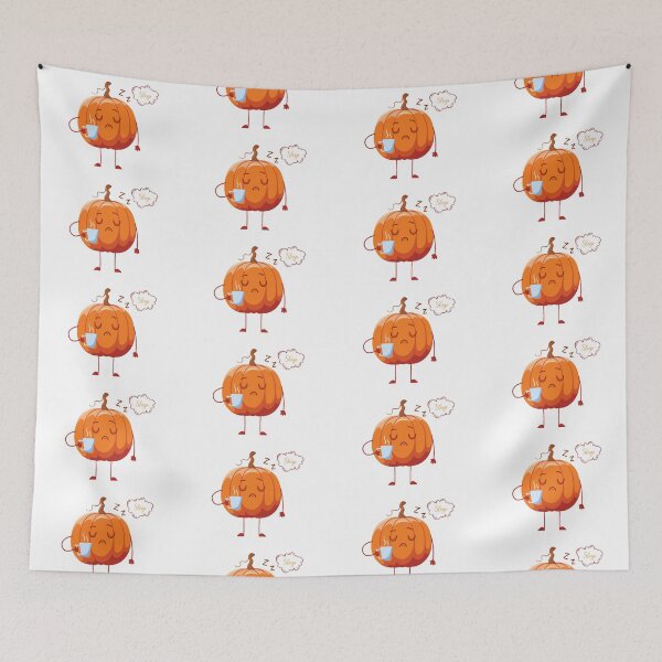 Item preview,  Sleepy Cartoon Pumpkin with a Hot Cup and the Word “Sleep” designed and sold by nada-art.