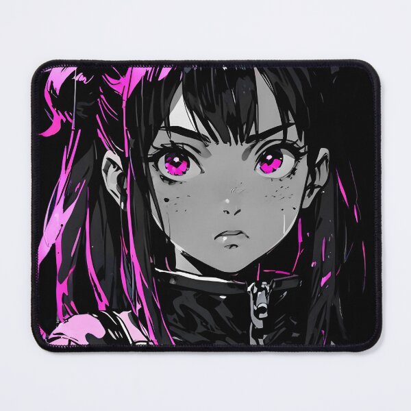 Item preview, NEON: Monochrome Magenta Tactical Gear Portrait | Cute Cyberpunk Anime Girl designed and sold by Sytrics.