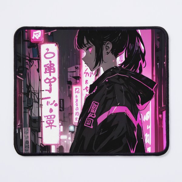 Item preview, NEON: Monochrome Magenta Alley Profile | Cute Cyberpunk Anime Girl designed and sold by Sytrics.