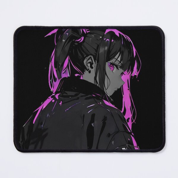 Item preview, NEON: Monochrome Magenta Back Profile Gaze | Cute Cyberpunk Anime Girl designed and sold by Sytrics.