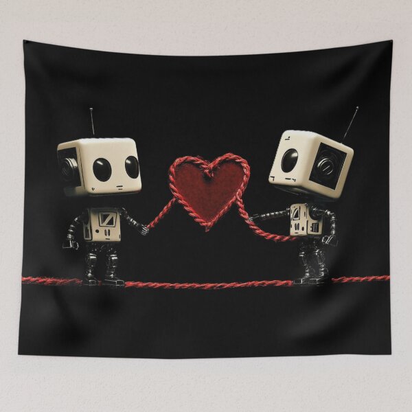 Item preview, connected robots with the love designed and sold by Kat's Design Hub.