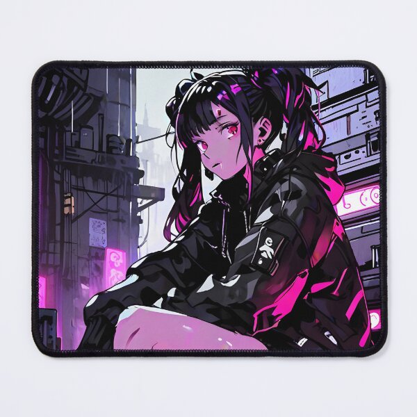 Item preview, NEON: Monochrome Industrial Server Sit | Cute Cyberpunk Anime Girl designed and sold by Sytrics.