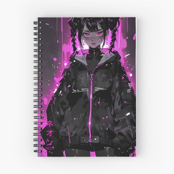 Item preview, NEON: Monochrome Magenta Splatter Techwear | Cute Cyberpunk Anime Girl designed and sold by Sytrics.