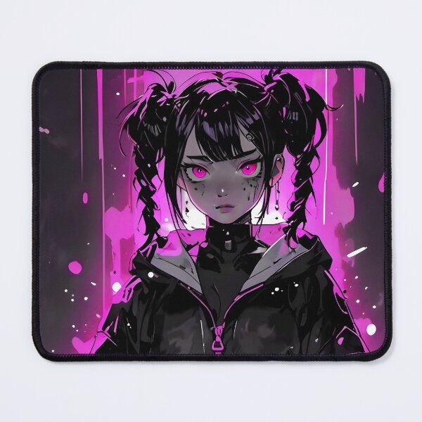Item preview, NEON: Monochrome Magenta Splatter Techwear | Cute Cyberpunk Anime Girl designed and sold by Sytrics.