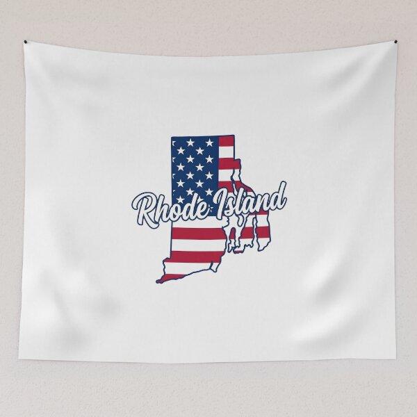 Item preview, Rhode Island State American Flag Outline – Patriotic Pride Script designed and sold by Paper Drip.
