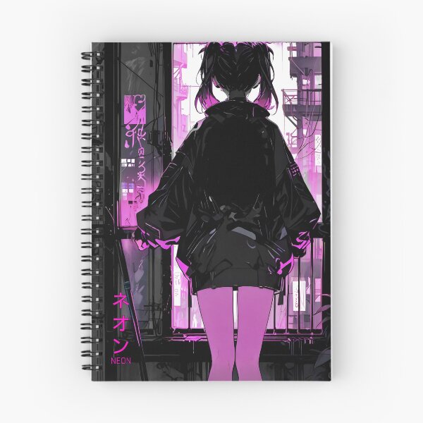 Item preview, NEON: Monochrome Magenta City Window Gaze | Cute Cyberpunk Anime Girl designed and sold by Sytrics.
