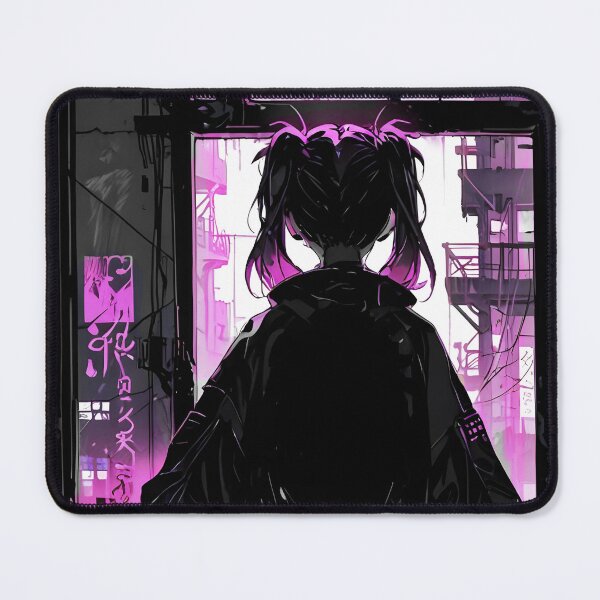 Item preview, NEON: Monochrome Magenta City Window Gaze | Cute Cyberpunk Anime Girl designed and sold by Sytrics.