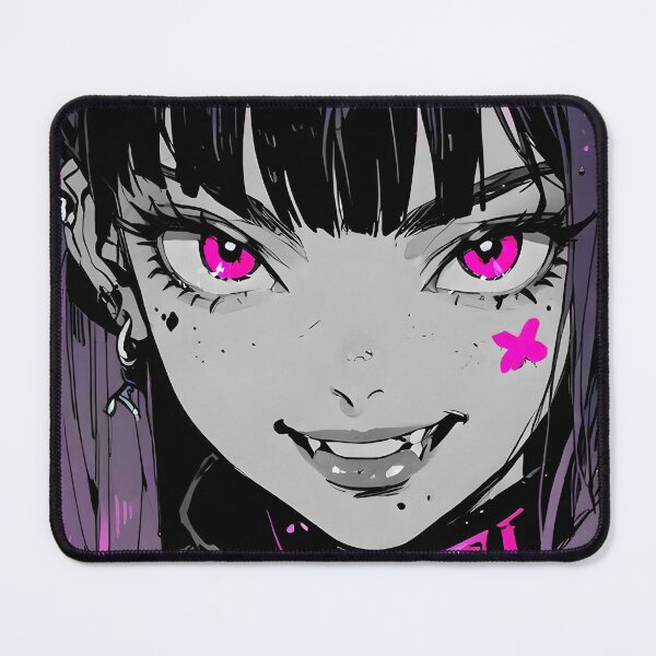 Item preview, NEON: Monochrome Sharp Grin Cross Mark | Cute Cyberpunk Anime Girl designed and sold by Sytrics.