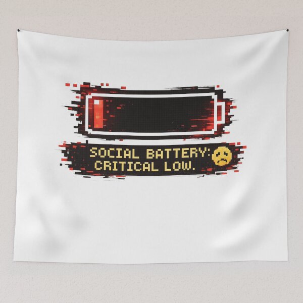 Item preview, Social Battery Critical – Pixel Art Glitch Sticker designed and sold by DigitalDropArts .