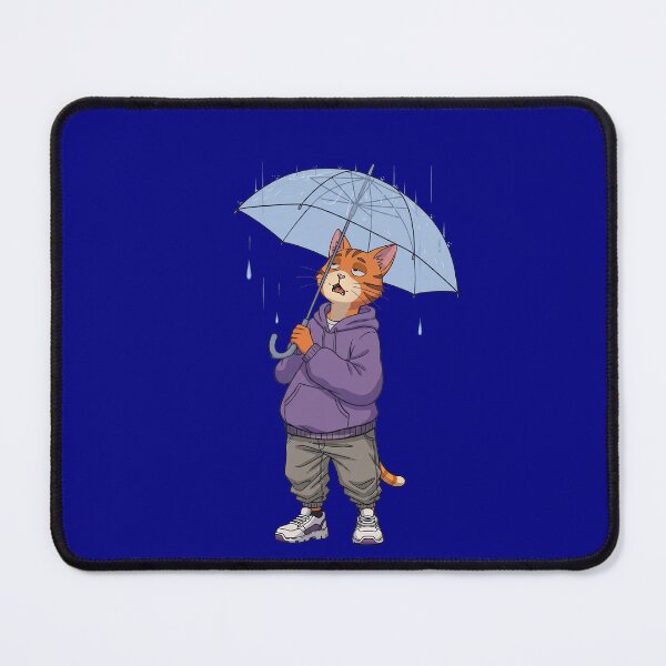 Item preview, Lofi Milo Rainy Day Vibes - Retro 90s Anime Cat with Umbrella designed and sold by Ascend777.