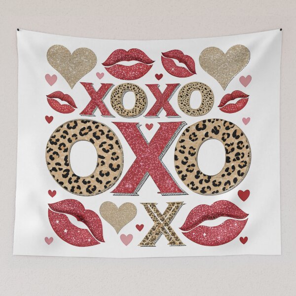 Item preview, XOXO leopard , glitter and red kisses pattern  designed and sold by GogoGrove.