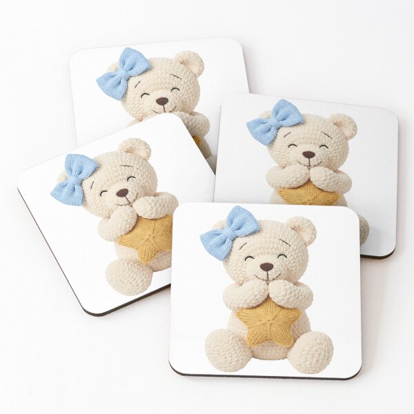 Item preview, Faux Yarn Teddy Bear  Silver Coquette Valentine Design Teddy Love Gift Trendy Bow designed and sold by zvalente.