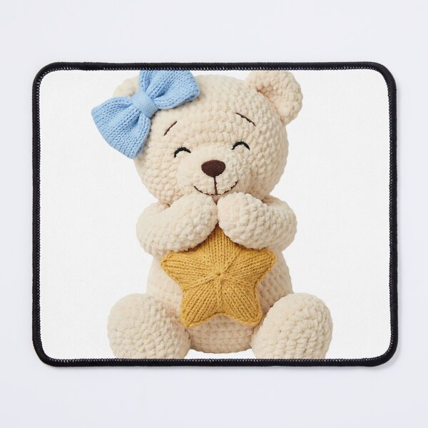 Item preview, Faux Yarn Teddy Bear Silver Coquette Valentine Design Teddy Love Gift Trendy Bow designed and sold by zvalente.
