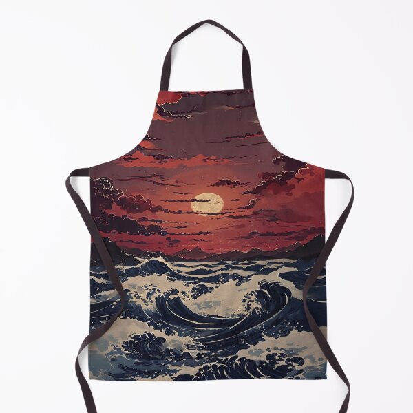 Item preview, Nighttime pattern of the moon and surreal waves designed and sold by saly55887.