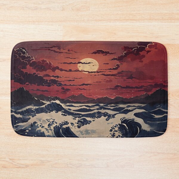 Item preview, Nighttime pattern of the moon and surreal waves designed and sold by saly55887.