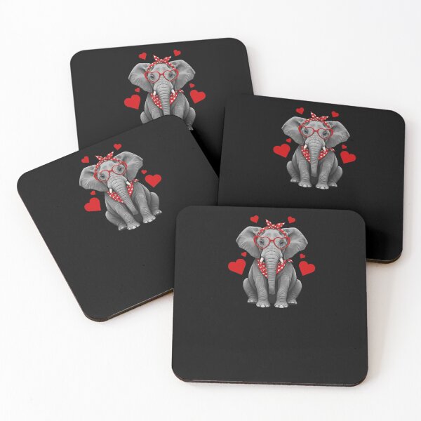 Item preview, Elephant Valentine's Day Lover Red Hearts Glasses designed and sold by salmzouriart.