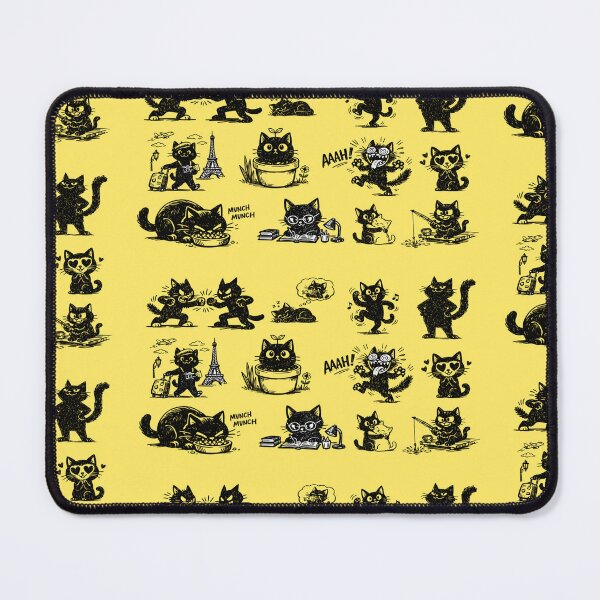 Item preview, Cute Doodle Cats on Black – Whimsical Night Illustration designed and sold by RokaCircles.