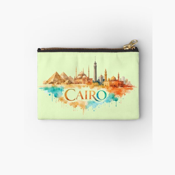 Item preview, Cairo Skyline Watercolor Art – Egypt Landmarks Minimal City Illustration designed and sold by Basma Store.