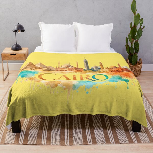 Item preview, Cairo Skyline Watercolor Art – Egypt Landmarks Minimal City Illustration designed and sold by Basma Store.