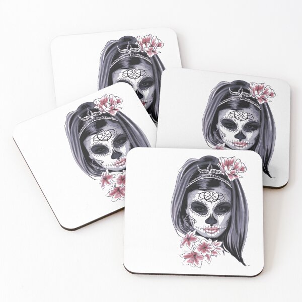 Item preview, Sugar Skull Girl with Flowers – Gothic Day of the Dead Beauty Art designed and sold by Jascha Ata.
