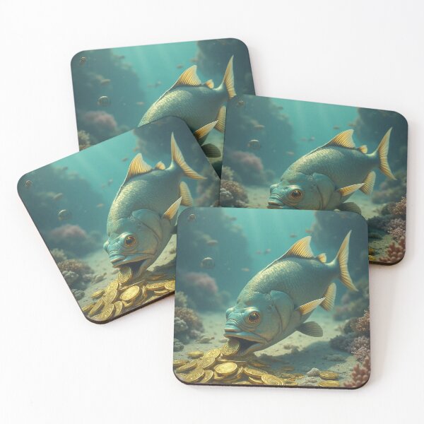 Item preview, Fish with golden coins designed and sold by Purely Drafted.